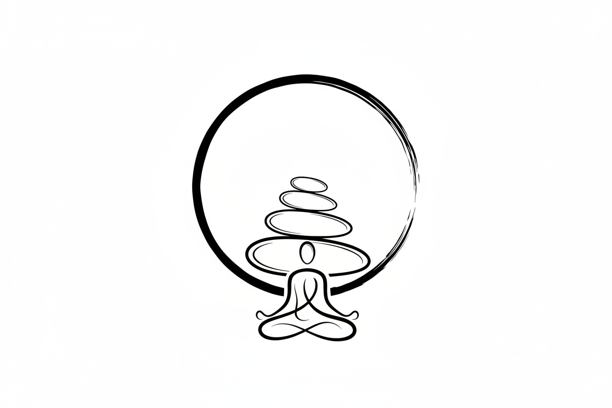 icone sobre zen noir et blanc traits fins